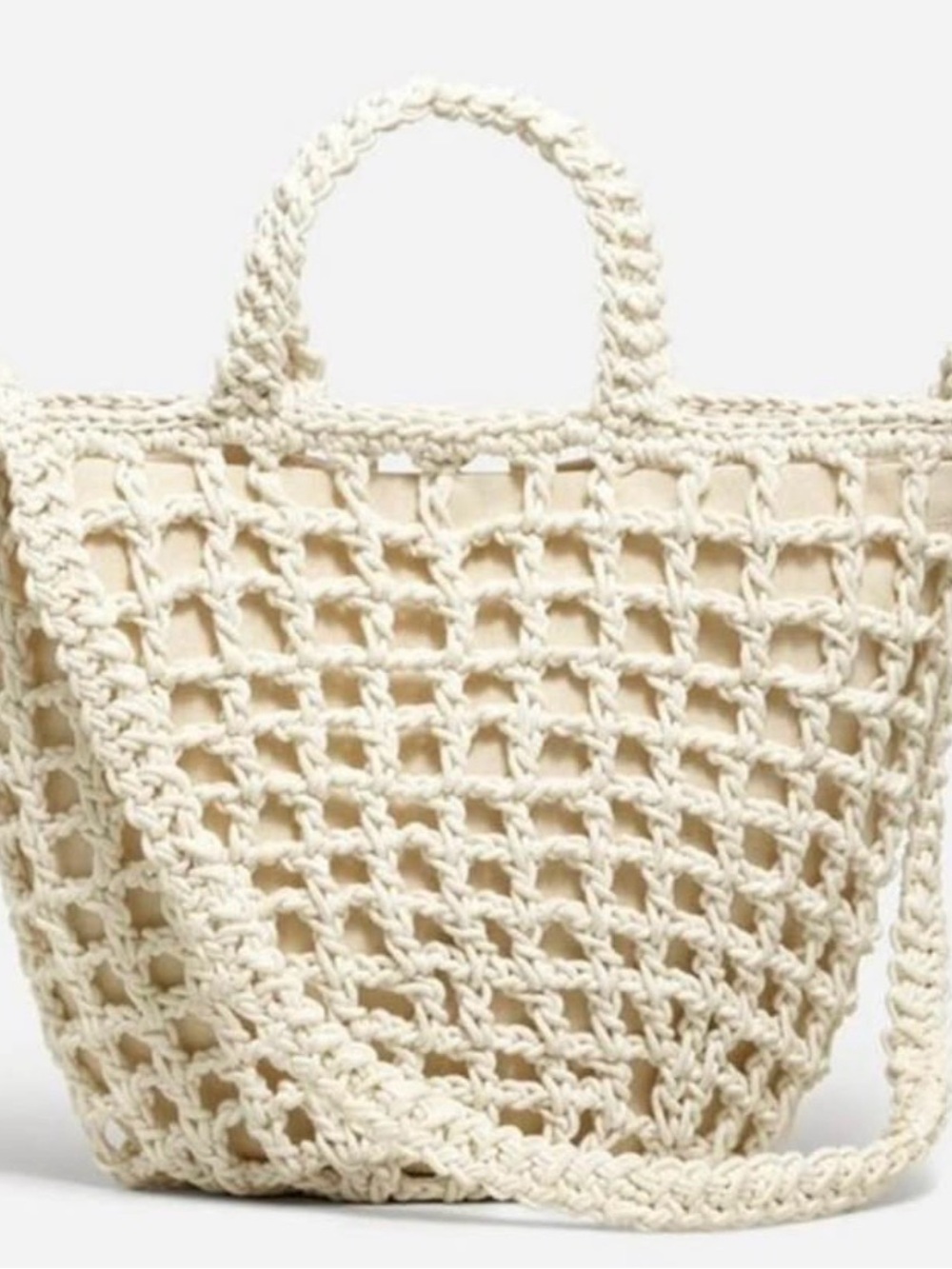 Madewell Cream Crochet Net Crossbody Tote